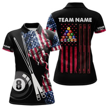 Load image into Gallery viewer, Personalized US Flag Smoke 8 Ball Pool Billiard Shirt For Women Custom Patriotic Billiard Team Jersey TDM3744