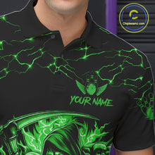 Load image into Gallery viewer, Custom Green Grim Reaper Lightning Bowling Shirt For Men, Skull Bowling Jersey Team Polo &amp; 1/4 Zip TDM5952