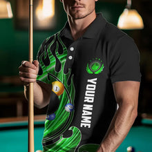 Load image into Gallery viewer, 3D Billiard Balls Fire Flame Custom Pool Shirts For Men, Billiard League Team Jerseys | Green TDM3754