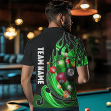 Load image into Gallery viewer, 3D Billiard Balls Fire Flame Custom Pool Shirts For Men, Billiard League Team Jerseys | Green TDM3754