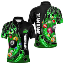 Load image into Gallery viewer, 3D Billiard Balls Fire Flame Custom Pool Shirts For Men, Billiard League Team Jerseys | Green TDM3754