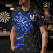 Load image into Gallery viewer, Blue Dartboard Ligthning Darts Shirt For Men Custom Darts Jersey Team Polo &amp; Quarter Zip TDM6110