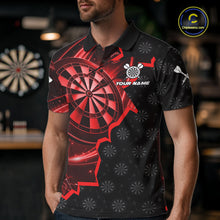 Load image into Gallery viewer, Red Dartboard Ligthning Darts Shirt For Men Custom Darts Jersey Team Polo &amp; Quarter Zip TDM6112