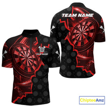 Load image into Gallery viewer, Red Dartboard Ligthning Darts Shirt For Men Custom Darts Jersey Team Polo &amp; Quarter Zip TDM6112