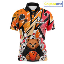 Load image into Gallery viewer, Personalized Funny Bear Graffiti Bowling Jersey For Men, Custom Bowling Team Shirts Polo &amp; 1/4 Zip TDM6548