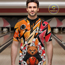 Load image into Gallery viewer, Personalized Funny Bear Graffiti Bowling Jersey For Men, Custom Bowling Team Shirts Polo &amp; 1/4 Zip TDM6548