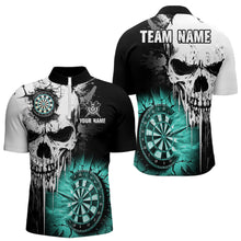 Load image into Gallery viewer, Personalized Grunge Skull Crack Wall Men Dart Shirts Custom Darts League Team Jerseys |Turquoise TDM2784