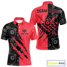 Load image into Gallery viewer, Custom Grunge Black And Red 8 Ball Billiard Shirt For Men, Pool Team Jersey Polo &amp; 1/4 Zip TDM5961