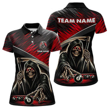 Load image into Gallery viewer, Red Grim Reaper 8 Ball Pool Billiard Shirts For Women Custom Billiard Team Jerseys Polo &amp; 1/4 Zip TDM3760