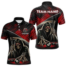 Load image into Gallery viewer, Red Grim Reaper 8 Ball Pool Billiard Shirts For Men Custom Billiard Team Jerseys Polo &amp; 1/4 Zip TDM3760