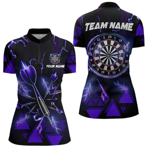 Blue Darts Arrow Thunder Lightning Dart Shirts For Women Custom Dart Team Jerseys Polo & 1/4 Zip TDM3765