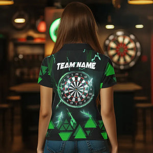 Green Darts Arrow Thunder Lightning Dart Shirts For Women Custom Dart Team Jerseys Polo & 1/4 Zip TDM3766