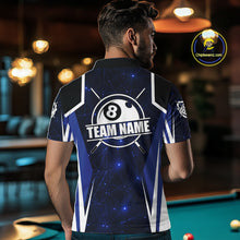Load image into Gallery viewer, Custom 8 Ball Pool Billiard Shirt For Men, Blue Geometric Billiard Team Jersey Polo &amp; 1/4 Zip TDM6130