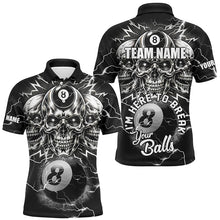 Load image into Gallery viewer, I'm Here To Break Your Balls Custom Billiard Shirts For Men, Funny Skull 8 Ball Billiard Jerseys TDM1858