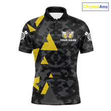 Load image into Gallery viewer, Darts and beer aim for fun drink for cheers darts polo shirt for men with custom darts team graphics.