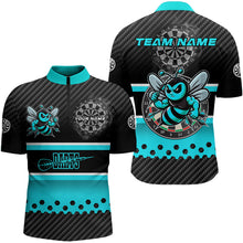 Load image into Gallery viewer, Black And Cyan Darts Bee Custom Name Darts Shirts For Men, Funny Darts Apparel, Best Darts Gifts TDM3264