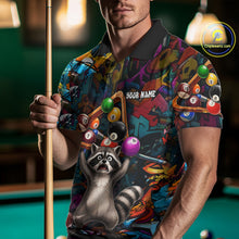 Load image into Gallery viewer, Colorful Billiard Jersey Custom Funny Raccoon Graffiti Billiard Polo &amp; Quarter Zip Shirts For Men TDM6565