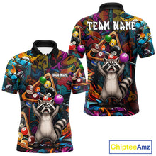 Load image into Gallery viewer, Colorful Billiard Jersey Custom Funny Raccoon Graffiti Billiard Polo &amp; Quarter Zip Shirts For Men TDM6565