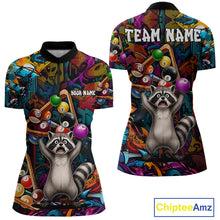 Load image into Gallery viewer, Colorful Billiard Jersey Custom Funny Raccoon Graffiti Billiard Polo &amp; Quarter Zip Shirts For Women TDM6565