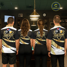 Load image into Gallery viewer, Personalized Billiard 8 Ball &amp; 9 Ball Pool Polo, 1/4 Zip For Men Custom Team Billiard Jersey |Gold TDM6376