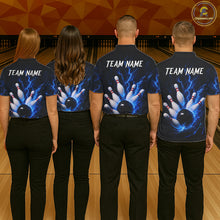 Load image into Gallery viewer, Personalized Blue Thunder Lightning Bowling Jersey For Women, Bowling League Shirts Polo &amp; 1/4 Zip TDM6573