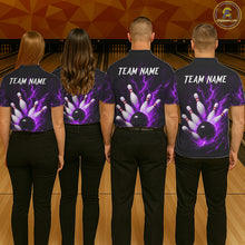 Load image into Gallery viewer, Personalized Purple Thunder Lightning Bowling Jersey For Women, Bowling League Shirts Polo &amp; 1/4 Zip TDM6574
