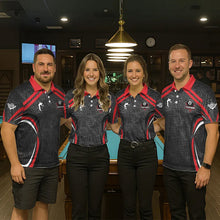 Load image into Gallery viewer, Black And Red 8 Ball Flame Billiard Shirt For Men Custom Pool Team Shirt, Billiard Jersey TDM5790