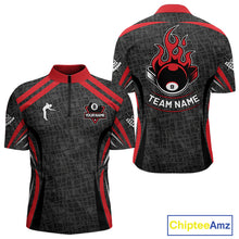 Load image into Gallery viewer, Black And Red 8 Ball Flame Billiard Shirt For Men Custom Pool Team Shirt, Billiard Jersey TDM5790