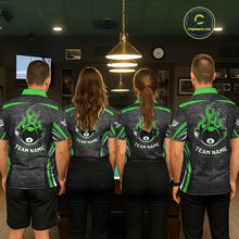 Load image into Gallery viewer, Black And Green 8 Ball Flame Billiard Shirt For Men Custom Pool Team Shirt, Billiard Jersey TDM5792