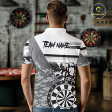 Load image into Gallery viewer, Custom Black And White Grunge Darts Shirt For Men, Darts Team Jersey Polo &amp; 1/4 Zip TDM6143