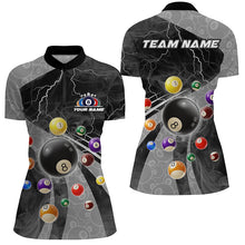 Load image into Gallery viewer, 3D Billiard Balls Pool Shirts For Women Customized Lightning Billiard Jerseys Shorts Sleeve |Grey TDM2327