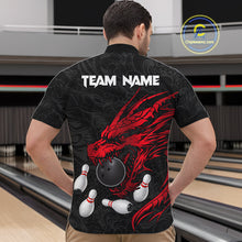 Load image into Gallery viewer, Black And Red Custom Dragon Bowling Shirt For Men, Bowling Team Jersey Polo &amp; Quarter Zip TDM6166