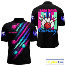 Load image into Gallery viewer, Custom Neon Bowling Shirt For Men, Funny Strike Bowling Team Jersey Polo &amp; Quarter Zip Shirts TDM6169