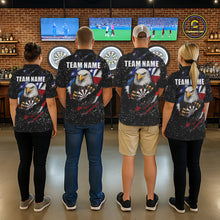 Load image into Gallery viewer, Custom Eagle Darts Jersey For Men, Black Grunge American Flag Patriotic Darts Shirt Polo &amp; 1/4 Zip TDM6405