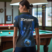 Load image into Gallery viewer, Personalized Blue Billiard Skull Fire 8 Ball Pool Shirt For Women Custom Billiard Team Jersey TDM5079