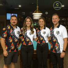 Load image into Gallery viewer, Custom Flame 8 Ball 9 Ball Billiard Shirt For Women, Billiard Pool Team Jersey Polo &amp; 1/4 Zip Shirt TDM6175
