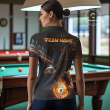 Load image into Gallery viewer, Personalized Fire 9 Ball Eagle Billiard Shirt For Women Custom Pool Team Jersey Polo &amp; 1/4 Zip TDM6408