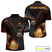 Load image into Gallery viewer, Personalized Fire 9 Ball Eagle Billiard Shirt For Men Custom Pool Team Jersey Polo &amp; 1/4 Zip TDM6408