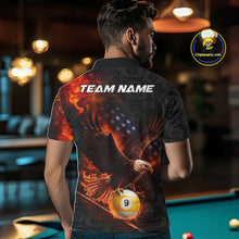 Load image into Gallery viewer, Flaming US Flag Eagle 9 Ball Billiard Shirt For Men Custom Patriotic Pool Jersey Polo &amp; 1/4 Zip TDM6412
