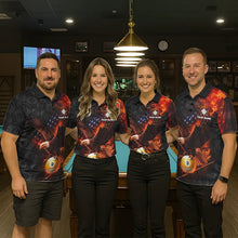Load image into Gallery viewer, Flaming US Flag Eagle 9 Ball Billiard Shirt For Men Custom Patriotic Pool Jersey Polo &amp; 1/4 Zip TDM6412