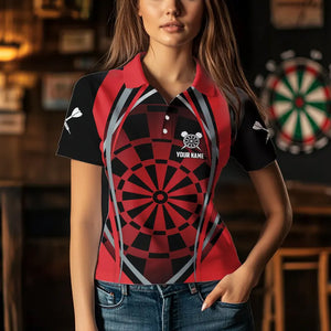 Personalized Black And Red Dartboard Pattern Dart Shirts For Women Custom Dart Jerseys Team Uniform TDM3651
