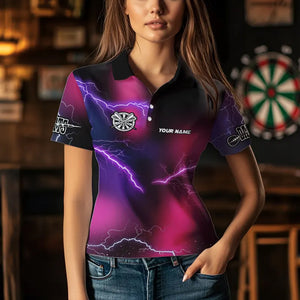 Personalized Pink Thunder Lightning Tornado Custom Funny Dart Shirts For Women, Cool Dart Team Jersey TDM3652