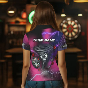 Personalized Pink Thunder Lightning Tornado Custom Funny Dart Shirts For Women, Cool Dart Team Jersey TDM3652