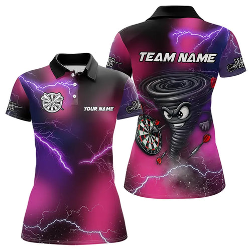 Personalized Pink Thunder Lightning Tornado Custom Funny Dart Shirts For Women, Cool Dart Team Jersey TDM3652