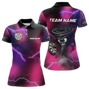 Personalized Pink Thunder Lightning Tornado Custom Funny Dart Shirts For Women, Cool Dart Team Jersey TDM3652