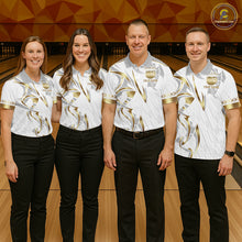 Load image into Gallery viewer, Custom Gold Bowling Ball Crown Bowling Shirt For Women, Bowling Team Jersey Polo &amp; 1/4 Zip |White TDM6197