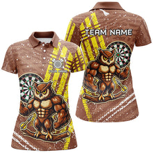 Load image into Gallery viewer, Personalized Funny Owl Darts Shirts For Women Custom Brown Darts Jerseys, Unique Darts Apparel TDM1918