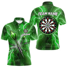 Load image into Gallery viewer, Green Thunder Lightning Darts Polo &amp; Quarter Zip Custom Dart Shirts For Men Dart Jerseys TDM3338