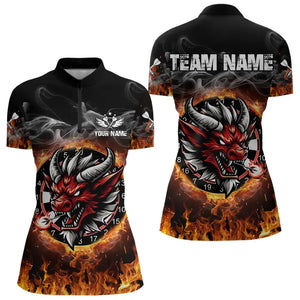 Personalized Fire Dartboard Dragon Dart Shirts For Women Custom Dart Team Jersey Polo & Quarter Zip TDM3808