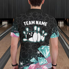 Load image into Gallery viewer, Funny Pink And Turquoise Diamonds Bowling Shirt For Men, Custom Bowling Team Jersey Polo &amp; 1/4 Zip TDM6627
